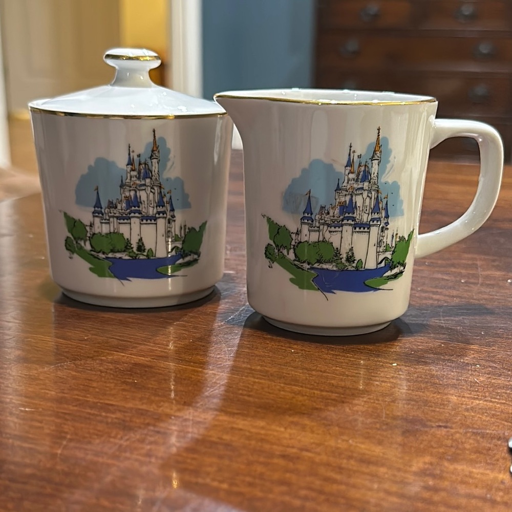 Vintage Walt Disney World Castle Design Cream and Sugar Set
